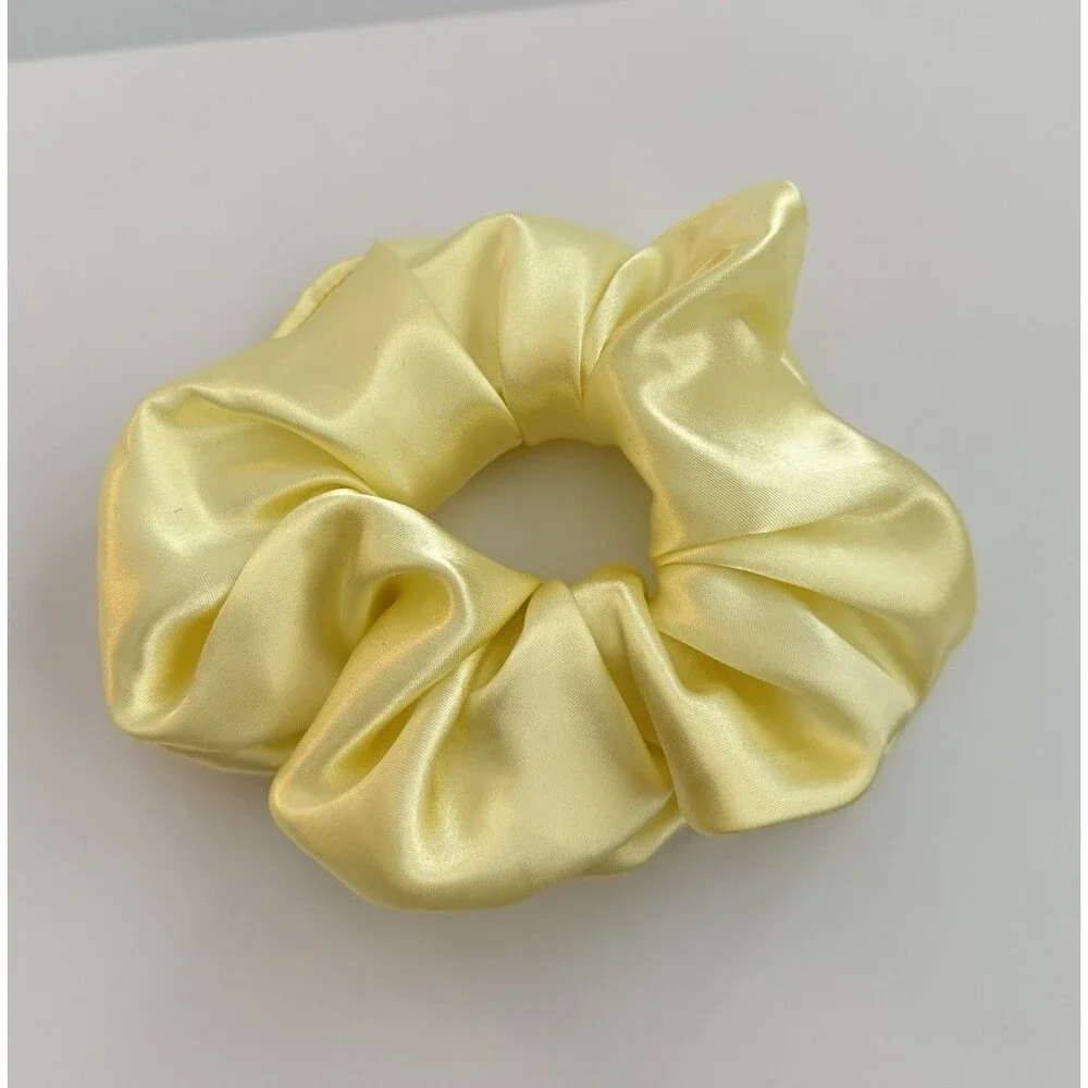 Luxury Yellow Satin Scrunchie Handmade – Statement Hair Accessory